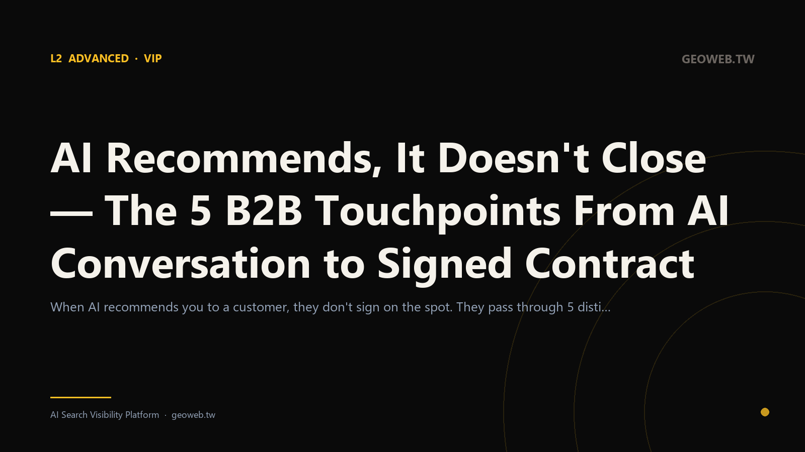 AI Recommends, It Doesn't Close — The 5 B2B Touchpoints From AI Conversation to Signed Contract