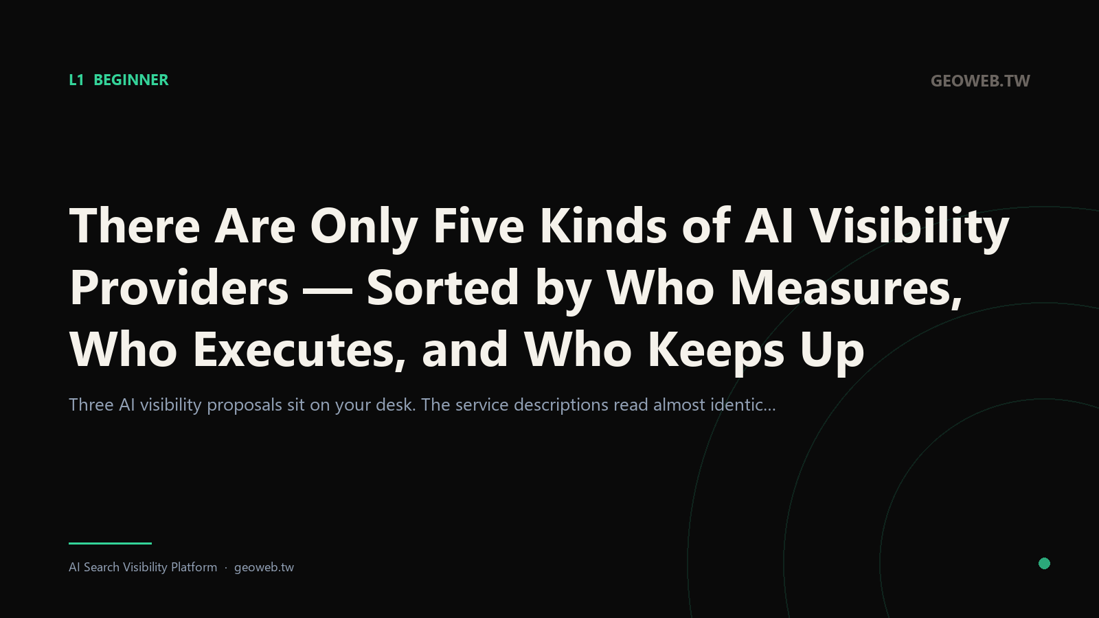 There Are Only Five Kinds of AI Visibility Providers — Sorted by Who Measures, Who Executes, and Who Keeps Up