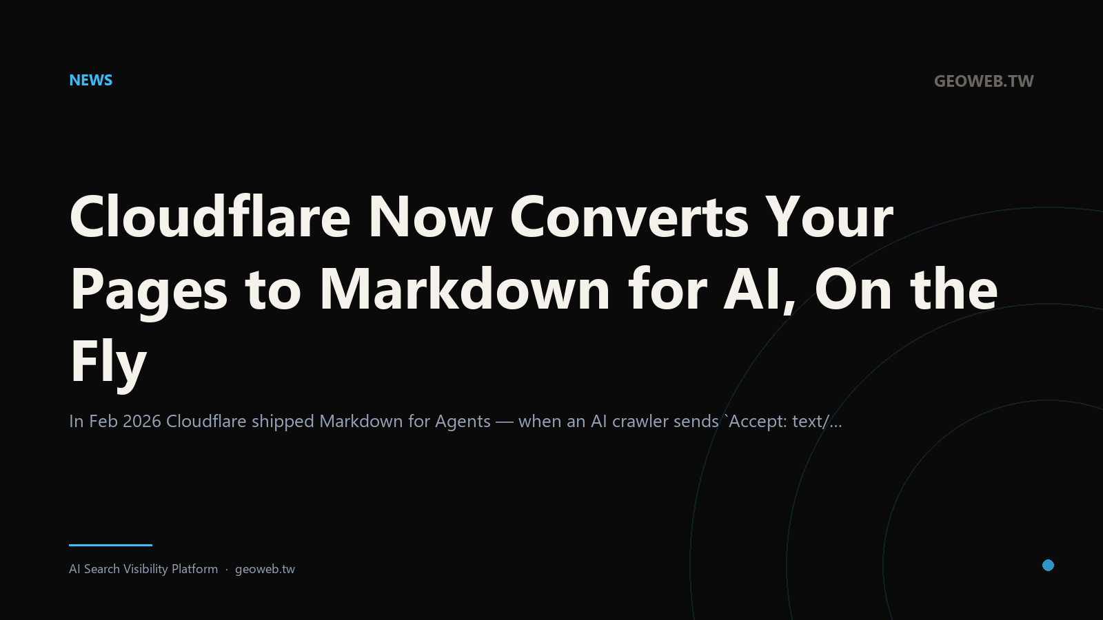Cloudflare Now Converts Your Pages to Markdown for AI, On the Fly
