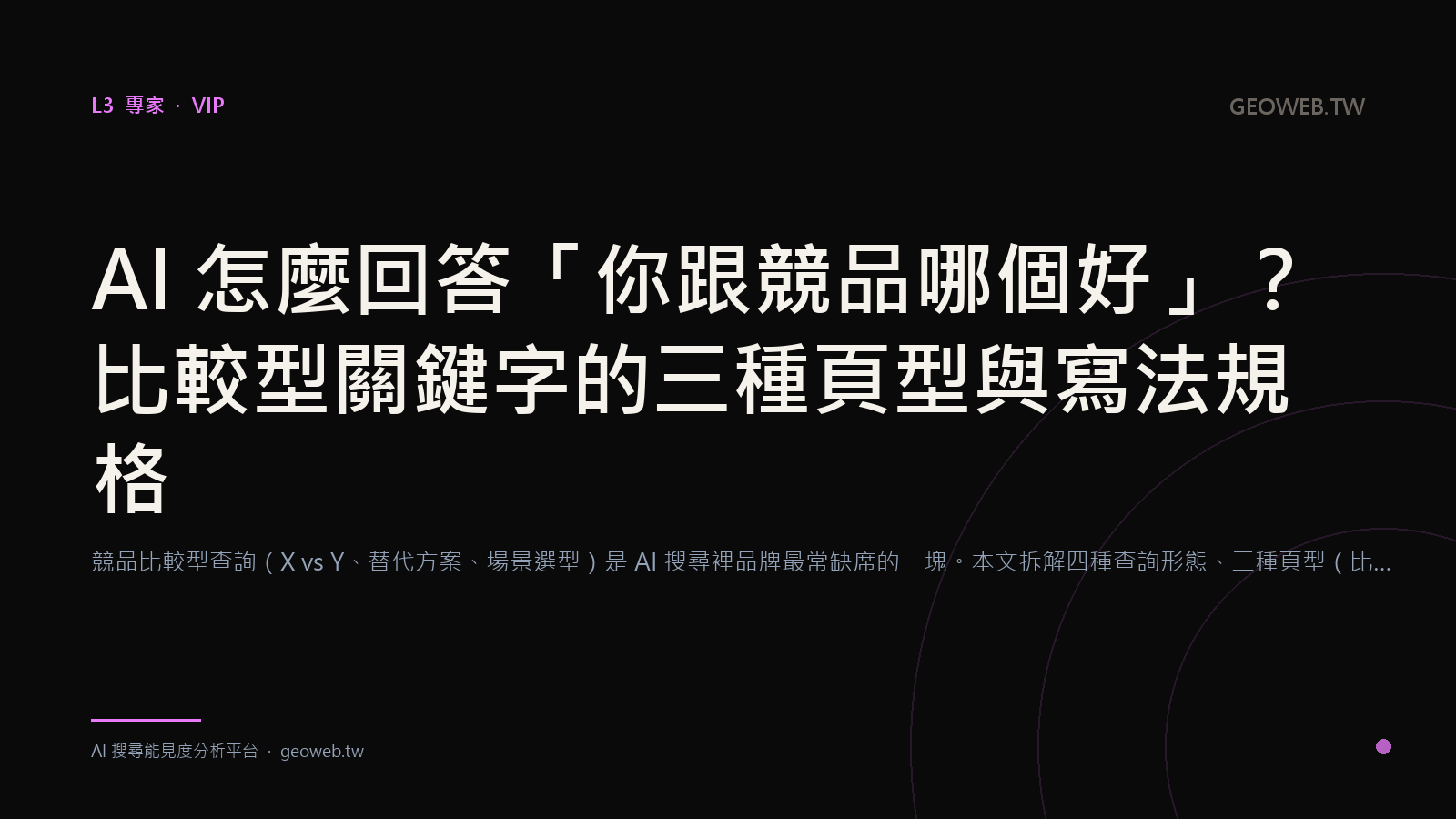 AI 怎麼回答「你跟競品哪個好」？比較型關鍵字的三種頁型與寫法規格