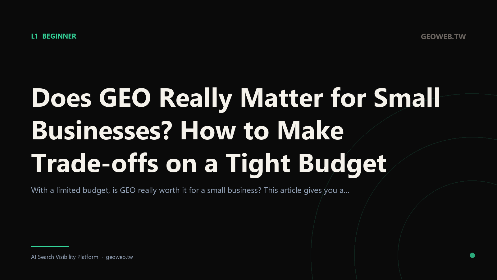 Does GEO Really Matter for Small Businesses? How to Make Trade-offs on a Tight Budget