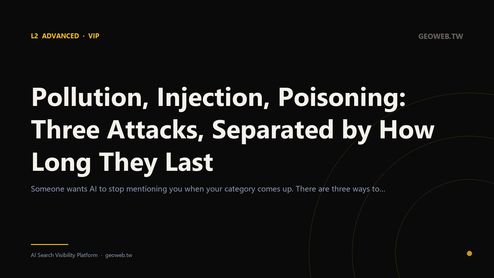 Pollution, Injection, Poisoning: Three Attacks, Separated by How Long They Last