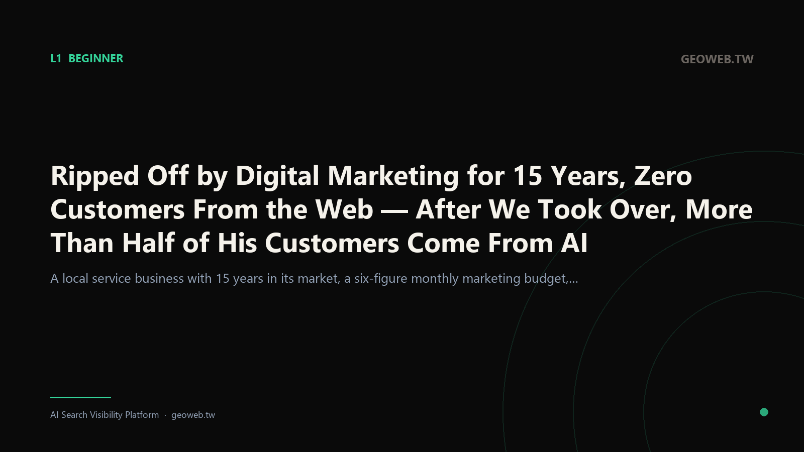 Ripped Off by Digital Marketing for 15 Years, Zero Customers From the Web — After We Took Over, More Than Half of His Customers Come From AI