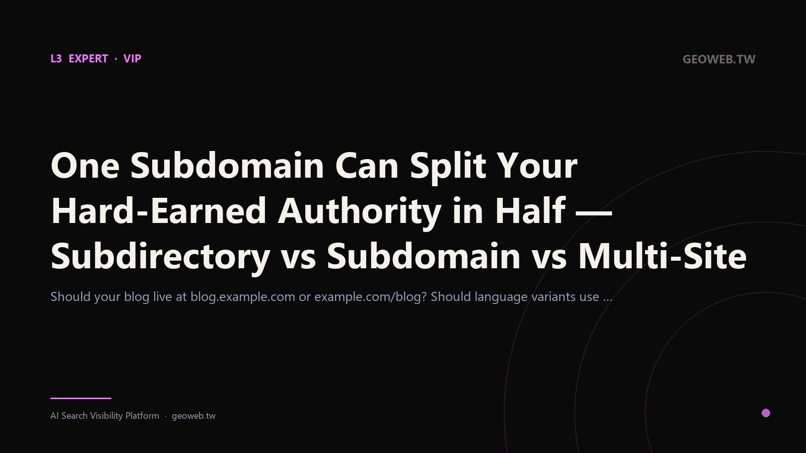 One Subdomain Can Split Your Hard-Earned Authority in Half — Subdirectory vs Subdomain vs Multi-Site